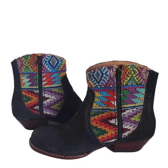 Guatemalan Handmade Aztec Western Leather Chelsea Boots Women's EU37/US 6.5 - Picture 4 of 9